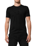 Dolce & gabbana t-shirt homme en velours de coton noir avec logo gd gris foncé subtil sur la poitrine