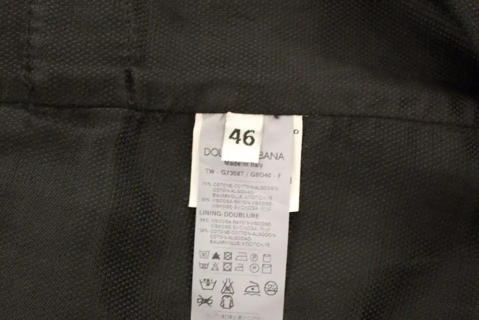 Étiquette de soin noire dolce & gabbana taille 46 vêtement en coton et viscose fabriqué en italie