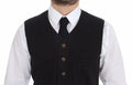 Dolce & gabbana veston noir en laine avec boutons en laiton et une poche poitrine en coton viscose