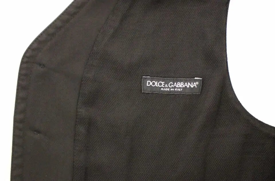 Dolce & gabbana veste noire en coton viscose avec tissu texturé subtil et coutures surpiquées