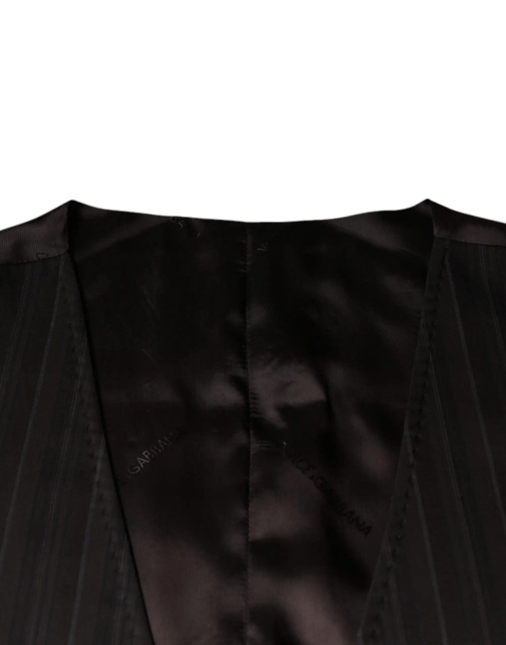 Dolce & gabbana black cotton waistcoat dress with subtle vertical pinstripes in satin for formal wear