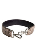 Bracelet d’épaule en cuir exotique noir crème dolce gabbana avec sangle taupe effet serpent et fermoir métal argenté