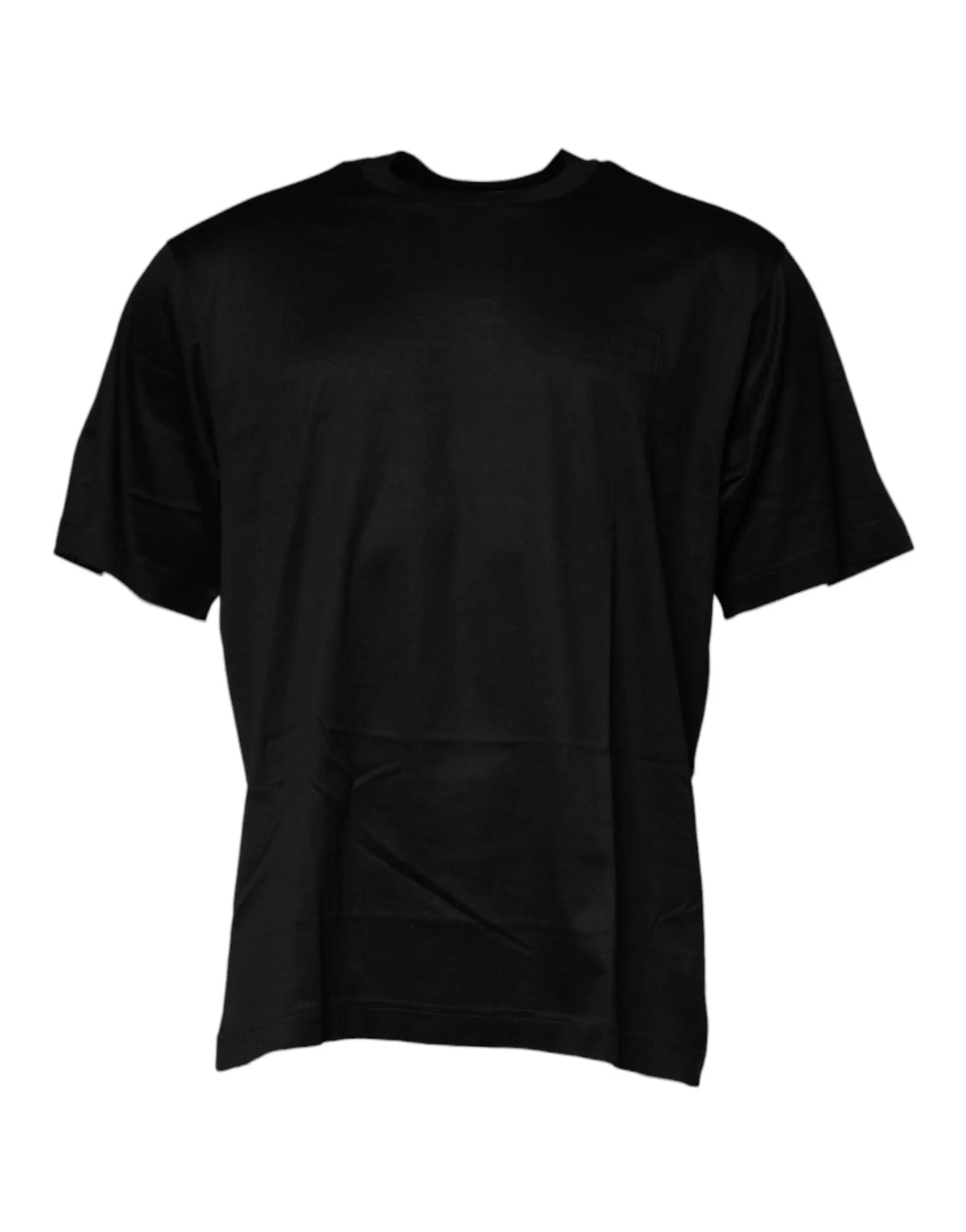 Dolce & gabbana t-shirt noir à col rond manches courtes en tissu lisse pour un look élégant et confortable