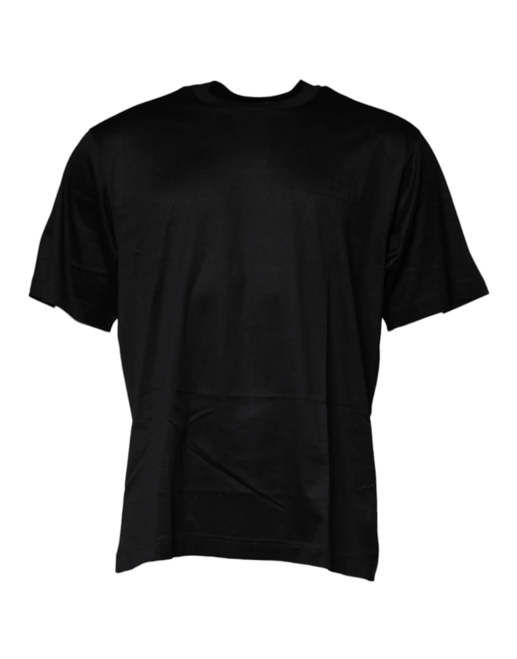 Dolce & Gabbana t-shirt noir à manches courtes col rond en tissu lisse pour un style élégant et confortable