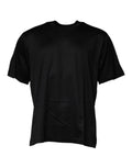Dolce & Gabbana t-shirt noir à manches courtes col rond en tissu lisse pour un style élégant et confortable