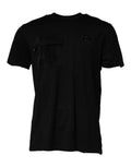 Dolce & gabbana t-shirt noir à col rond manches courtes avec poche poitrine et logo discret sur le côté gauche