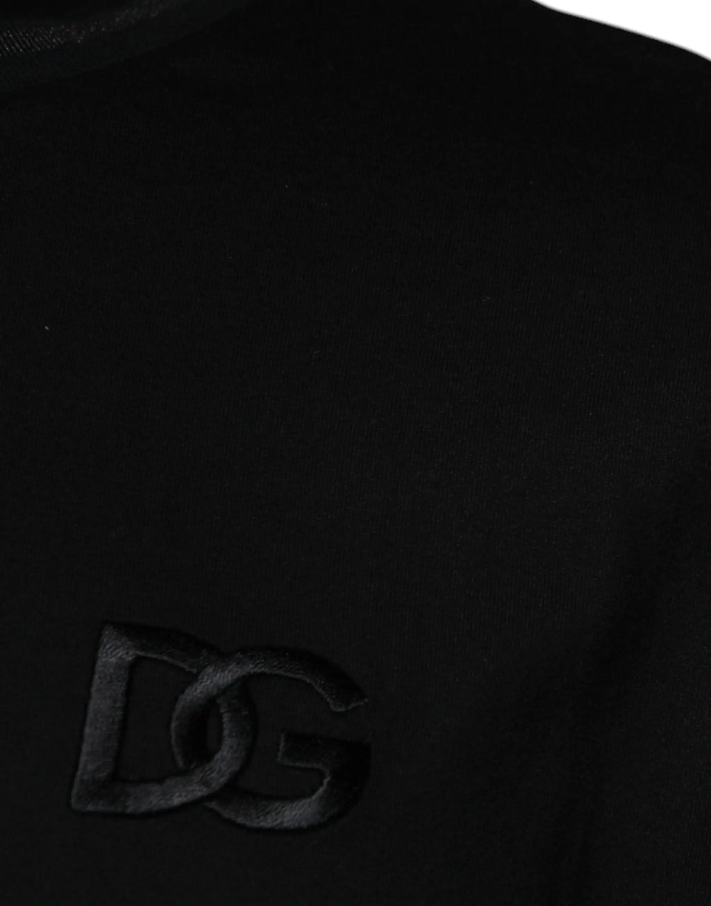 Dolce & gabbana t-shirt noir à col rond manches courtes avec logo dg texturé brodé poitrine