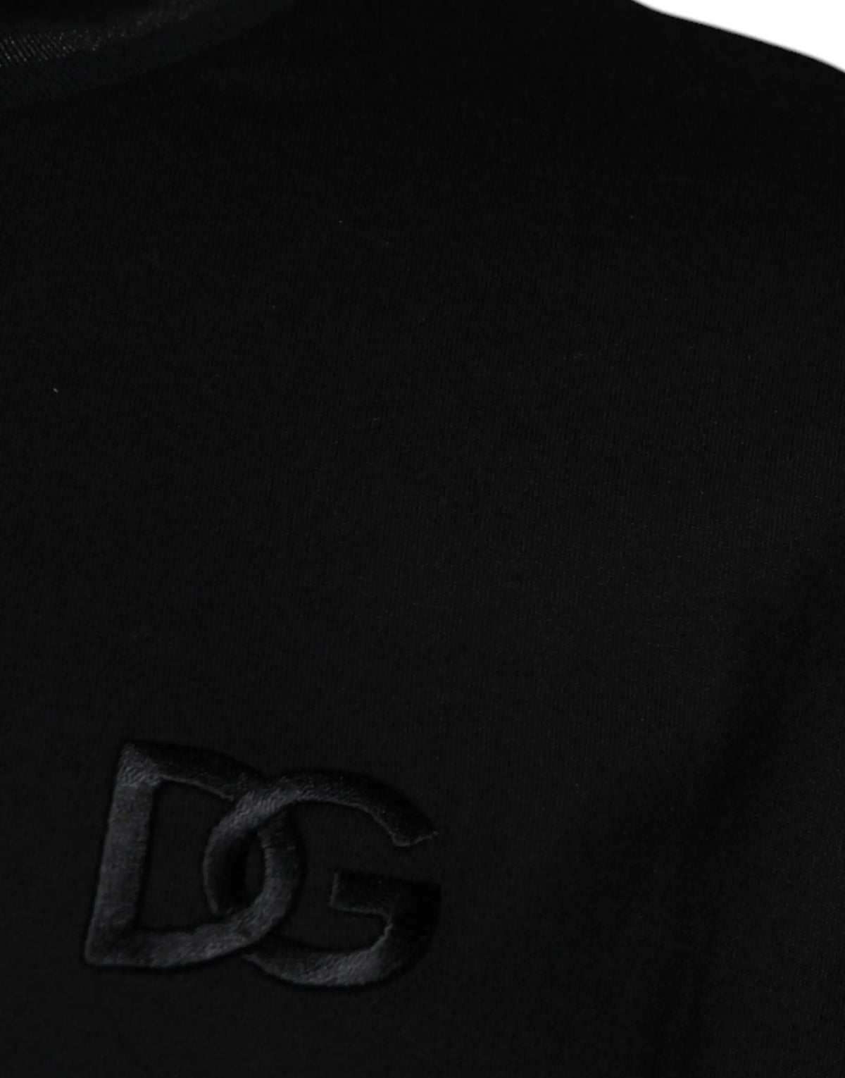 Dolce & gabbana t-shirt noir à col rond manches courtes avec logo dg texturé brodé poitrine