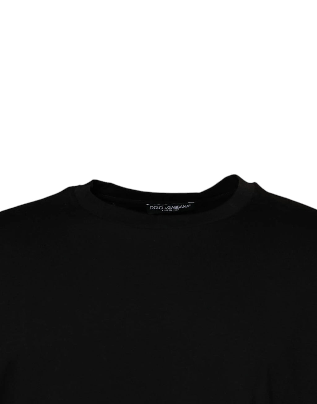 Dolce & Gabbana t-shirt noir à col rond en coton à manches courtes pour un style décontracté