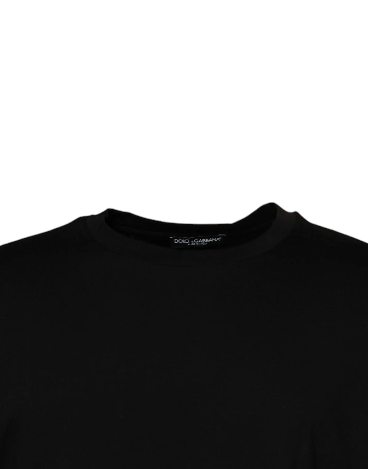 Dolce & Gabbana t-shirt noir à col rond en coton à manches courtes pour un style décontracté