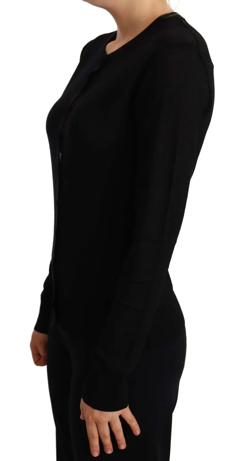 Cardigan noir à manches longues dolce & gabbana en laine avec un design minimaliste élégant