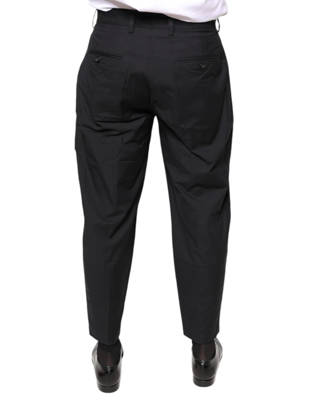 Pantalon habillé dolce & gabbana noir en coton avec coupe droite élégante et plis subtils à larrière