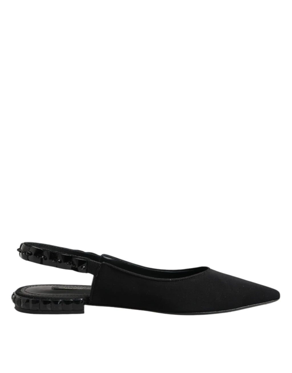 Dolce & gabbana black crystal charmeuse slingback shoes en daim noir avec talon et bride cloutés