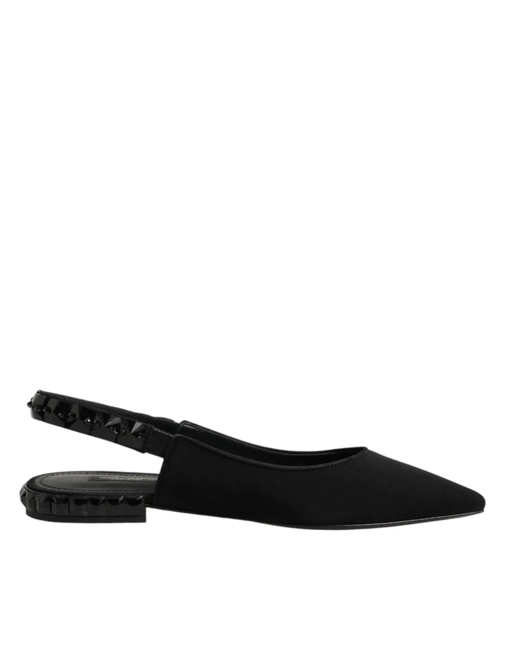 Dolce & gabbana chaussures slingback en crystal charmeuse noir avec talon clouté et bout pointu en suède