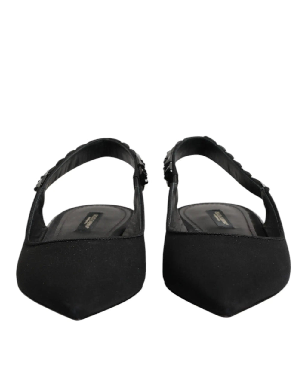 Dolce & gabbana chaussures slingback en charmuese noir avec bride tressée en suède et boucle métallique