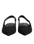 Dolce & gabbana chaussures slingback en charmuese noir avec bride tressée en suède et boucle métallique