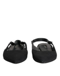 Dolce & gabbana black crystal charmeuse slingback shoes en daim noir avec bout pointu élégant