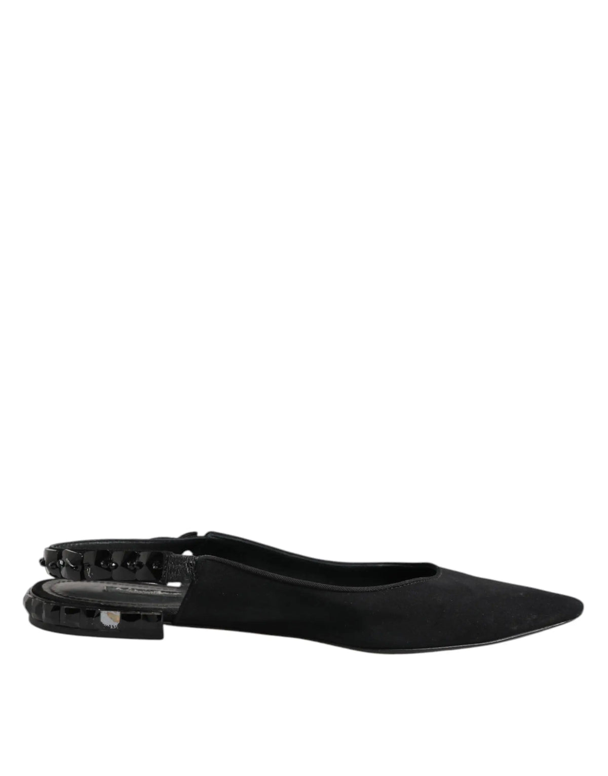 Dolce & gabbana black crystal charmeuse slingback shoes en daim avec talon clouté et semelle transparente
