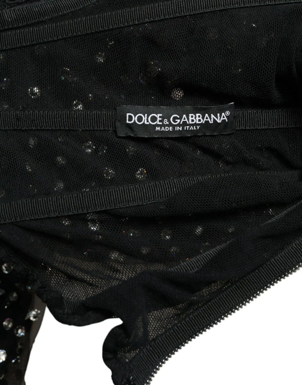 Robe noire dolce & gabbana en tulle transparent avec paillettes argentées dispersées style robe patineuse