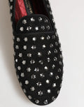 Dolce & gabbana mocassins noirs en daim ornés detoiles argentées en cristal pour homme