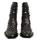 Dolce & Gabbana bottines homme courtes en cuir noir ornées de cristaux colorés étincelants de tailles variées