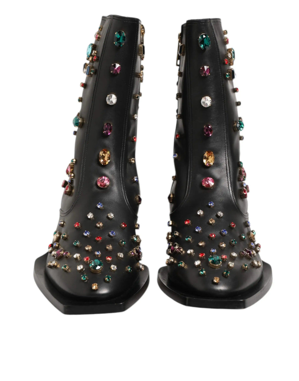 Dolce & Gabbana bottines homme courtes en cuir noir ornées de cristaux colorés étincelants de tailles variées