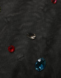 Pull dolce & gabbana noir en maille texturée orné de sequins rouges, transparents et bleus