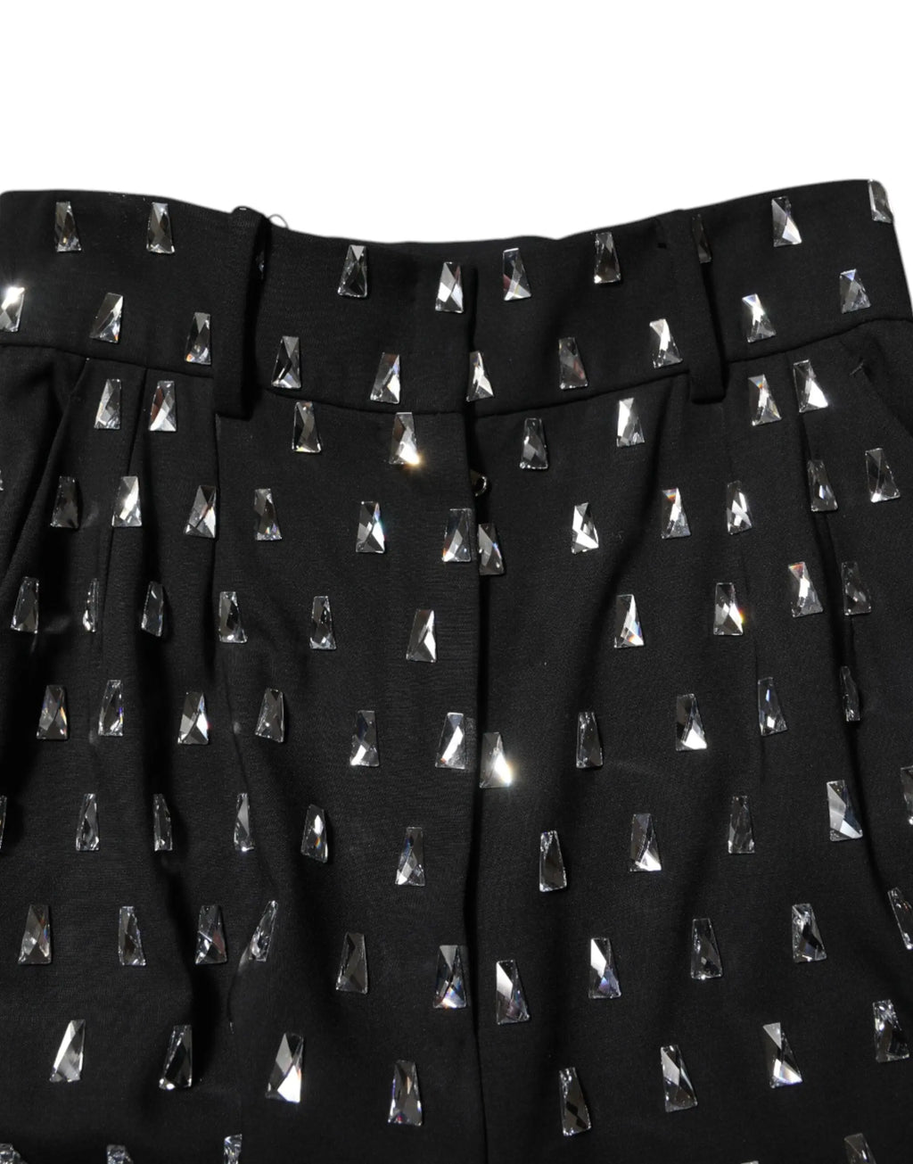 Pantalon large noir dolce & gabbana orné de cristaux clairs scintillants en tissu plissé