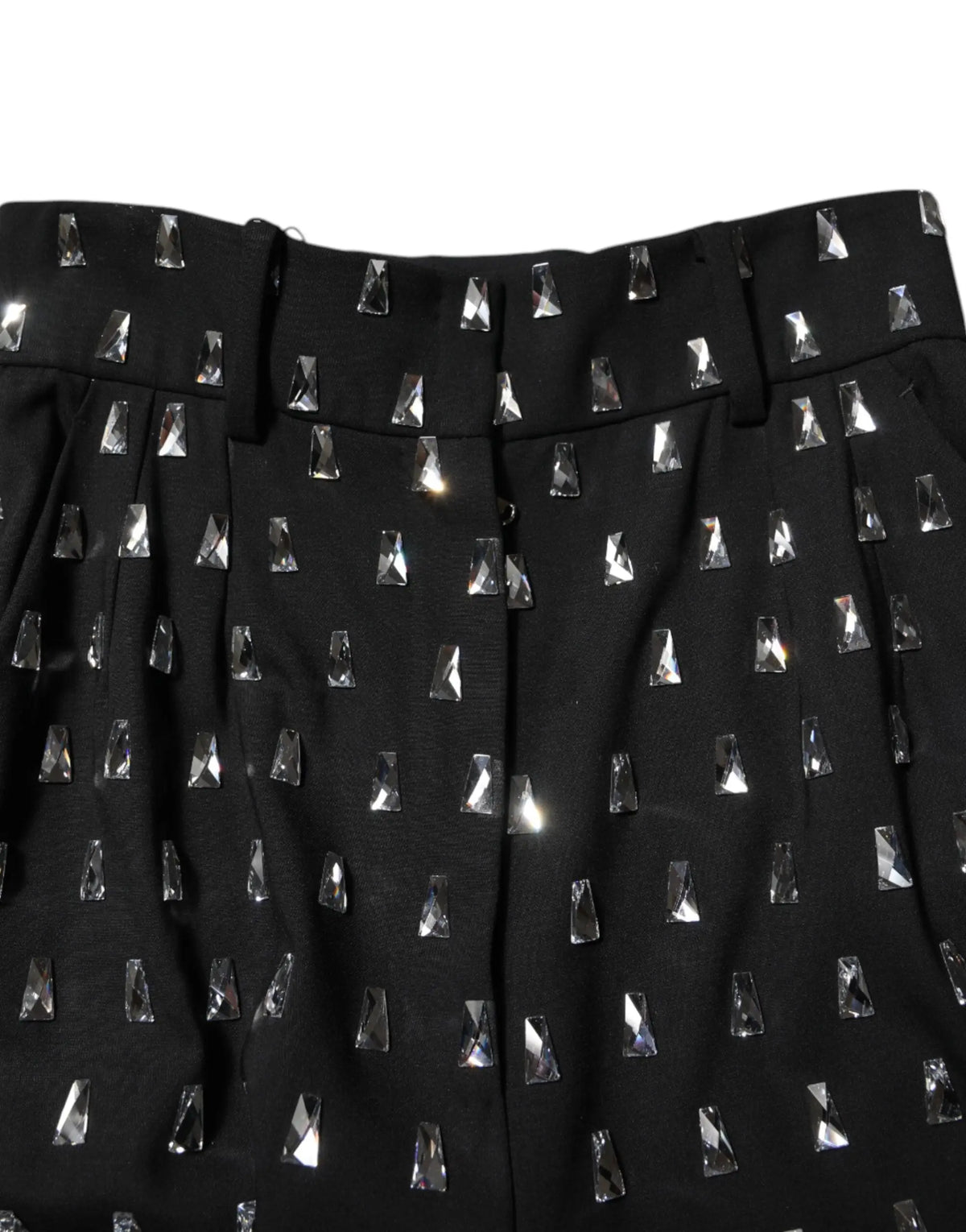 Pantalon large noir dolce & gabbana orné de cristaux clairs scintillants en tissu plissé