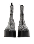 Dolce & gabbana bottes courtes mi-mollet noires en strass cristal strass avec plateformes et décorations argentées