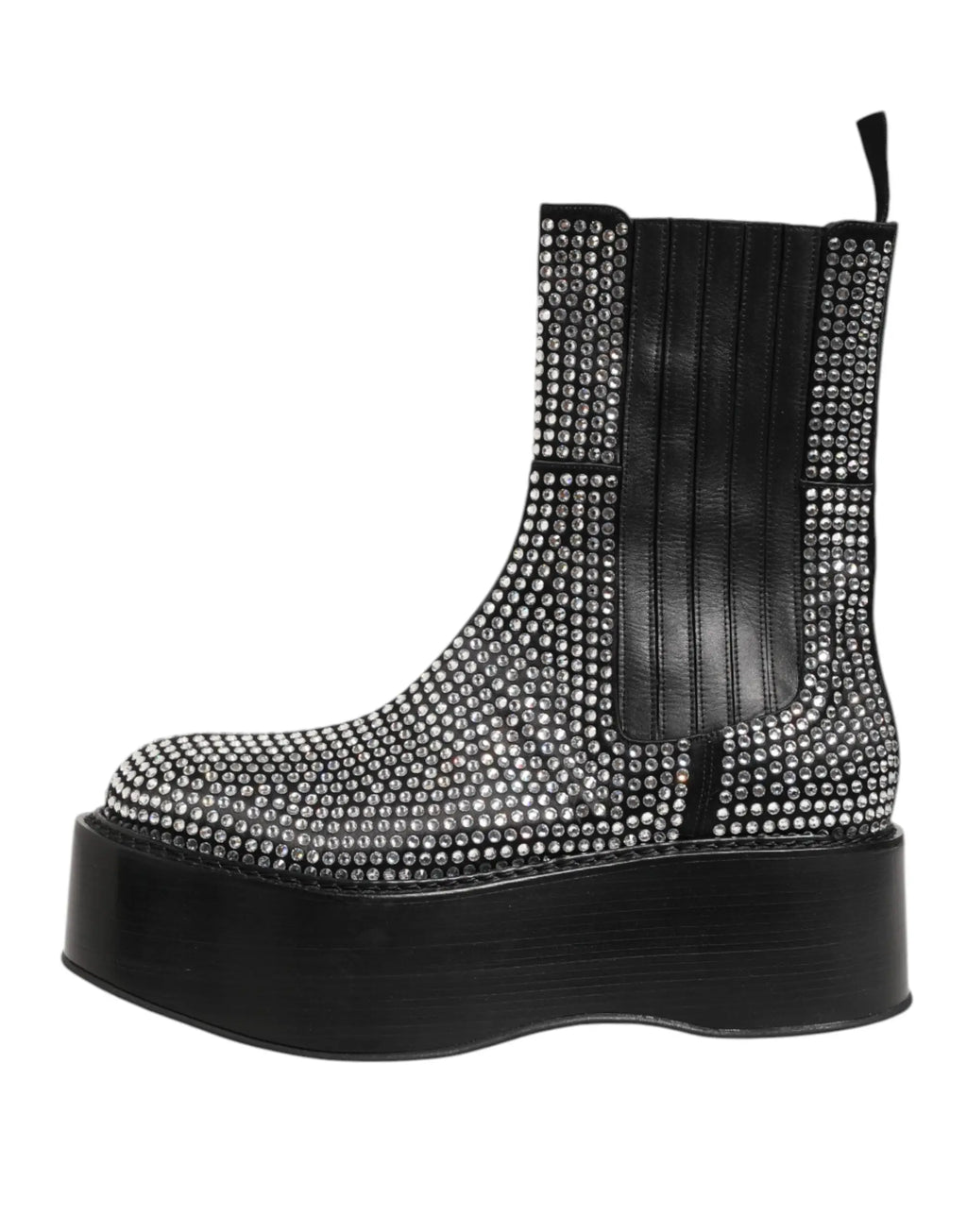 Bottes courtes à cristaux strass noir de dolce & gabbana avec plateforme et semelle épaisse en caoutchouc