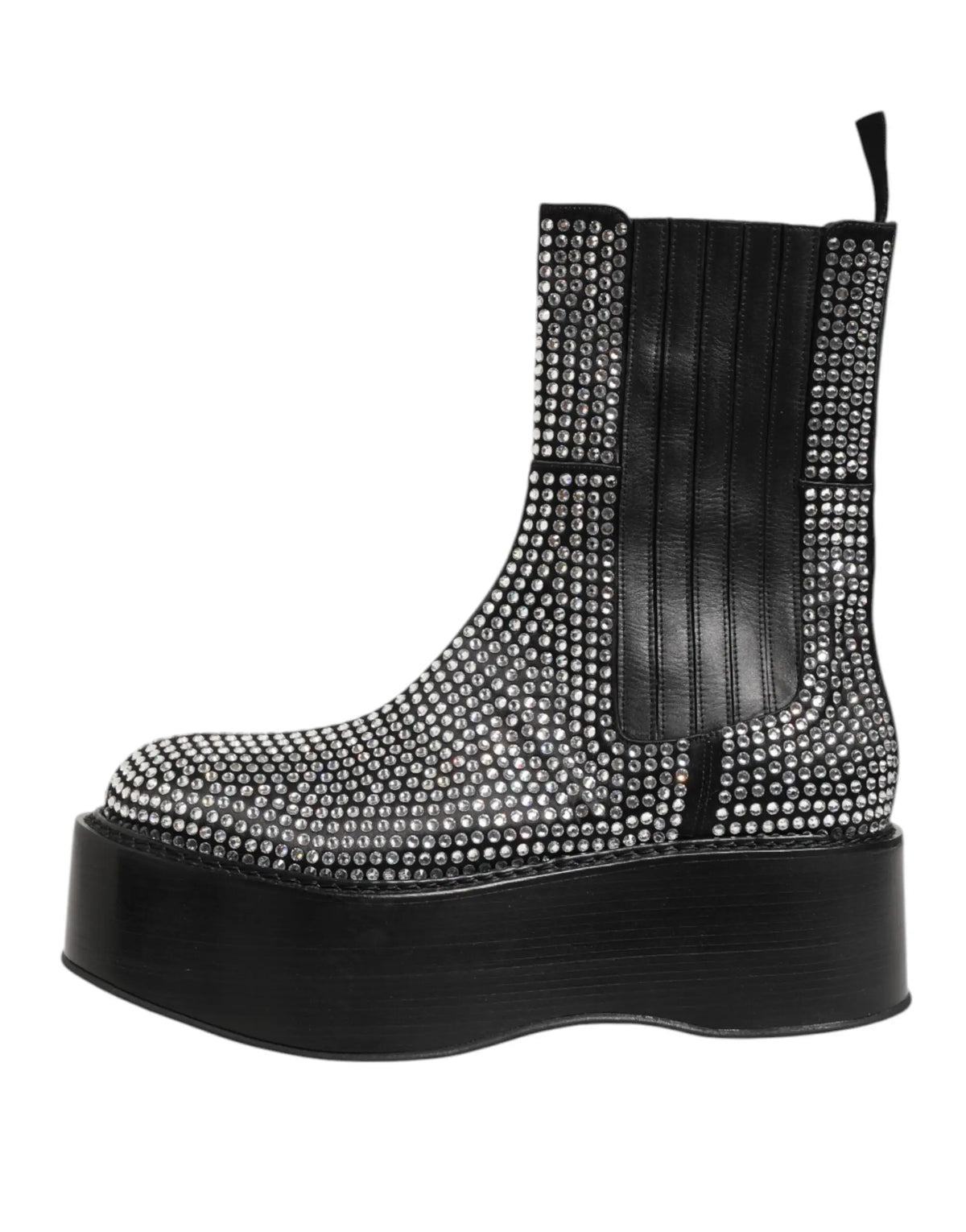 Bottes courtes à cristaux strass noir de dolce & gabbana avec plateforme et semelle épaisse en caoutchouc