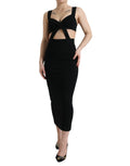Robe midi noire dolce gabbana sans manches avec corsage découpé et silhouette ajustée en tissu élégant