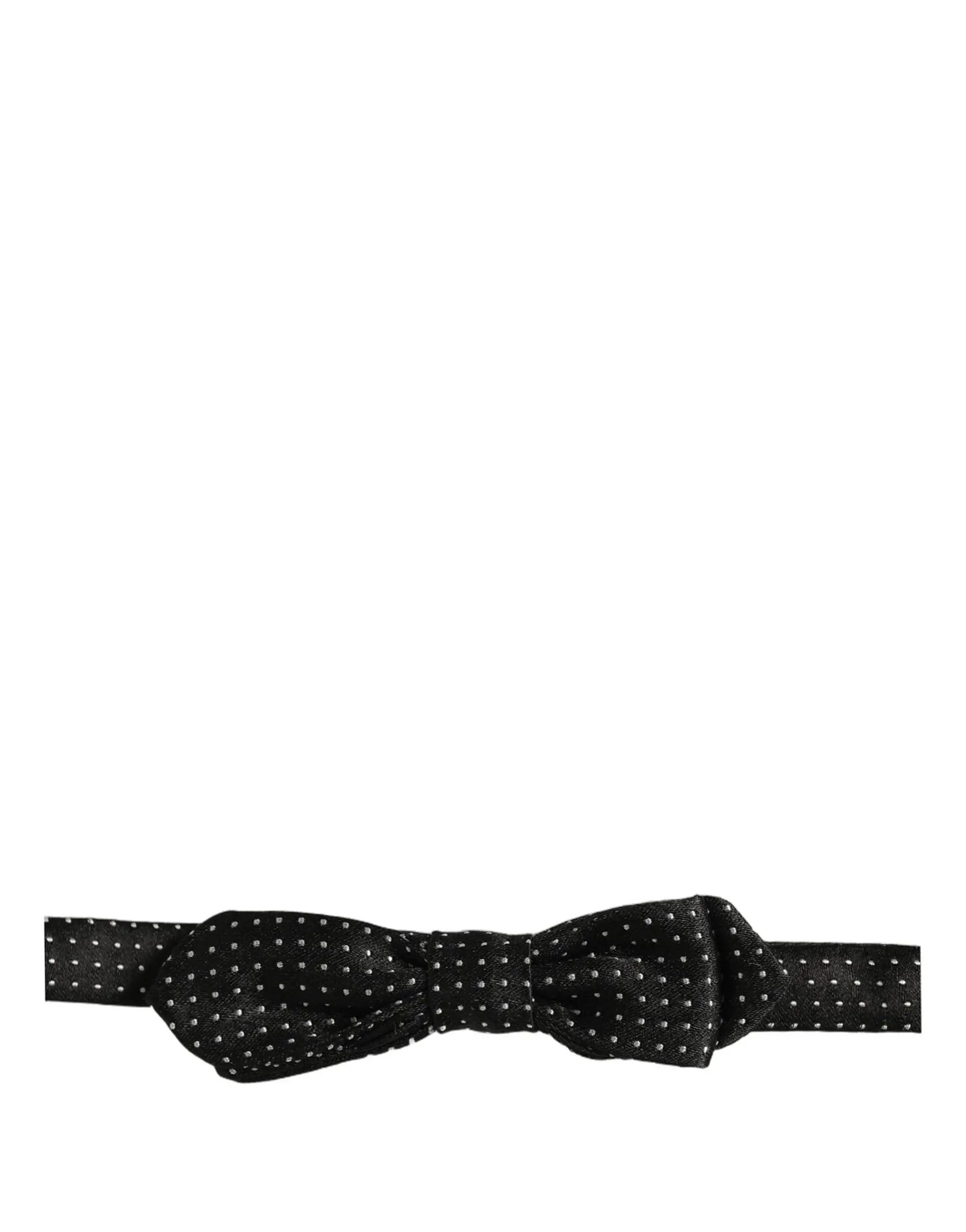 Dolce & gabbana nœud papillon noir ajustable à pois blancs subtils en soie pour occasions formelles