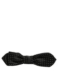 Dolce & gabbana noir gris foncé noeud papillon ajustable avec petits pois blancs subtils en tissu soigné