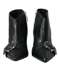 Bottes cheville noires en cuir dolce gabbana devotion avec matelassage et boucles argentées