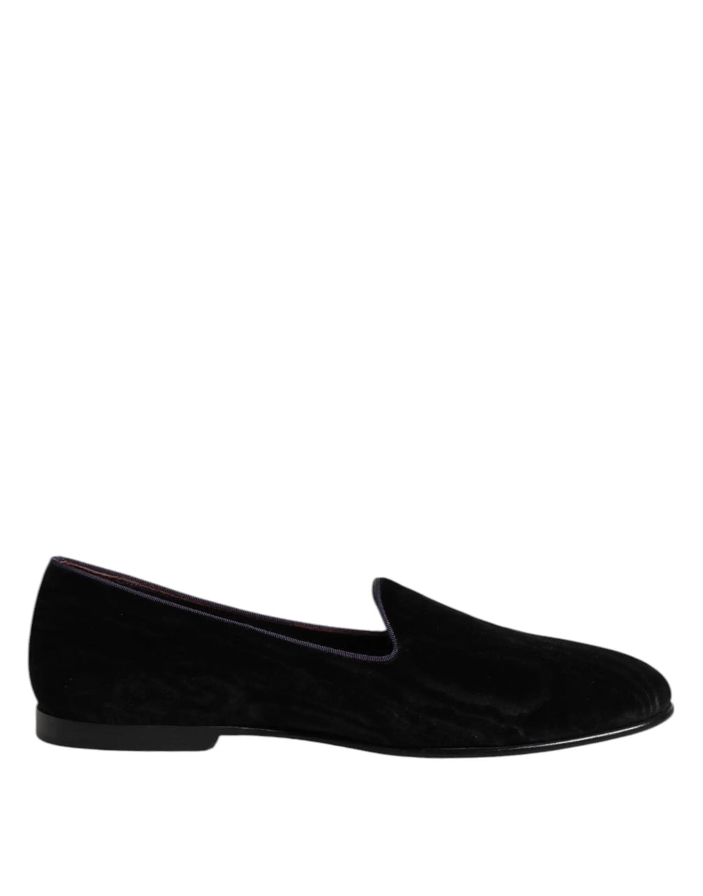 Dolce & gabbana black velvet slip-on loafers with sleek minimalist design and subtle edge stitching