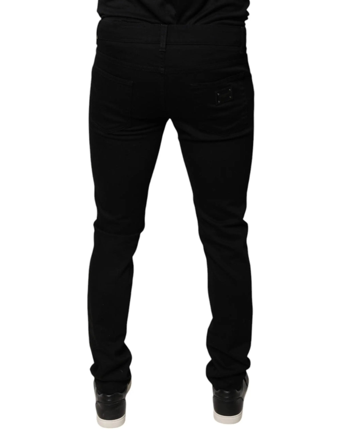 Jean slim noir dolce et gabbana en coton avec coupe droite et détails de coutures discrètes