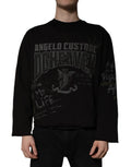 Sweatshirt dolce gabbana dg heaven noir à manches longues avec impression graphique estompée angélique