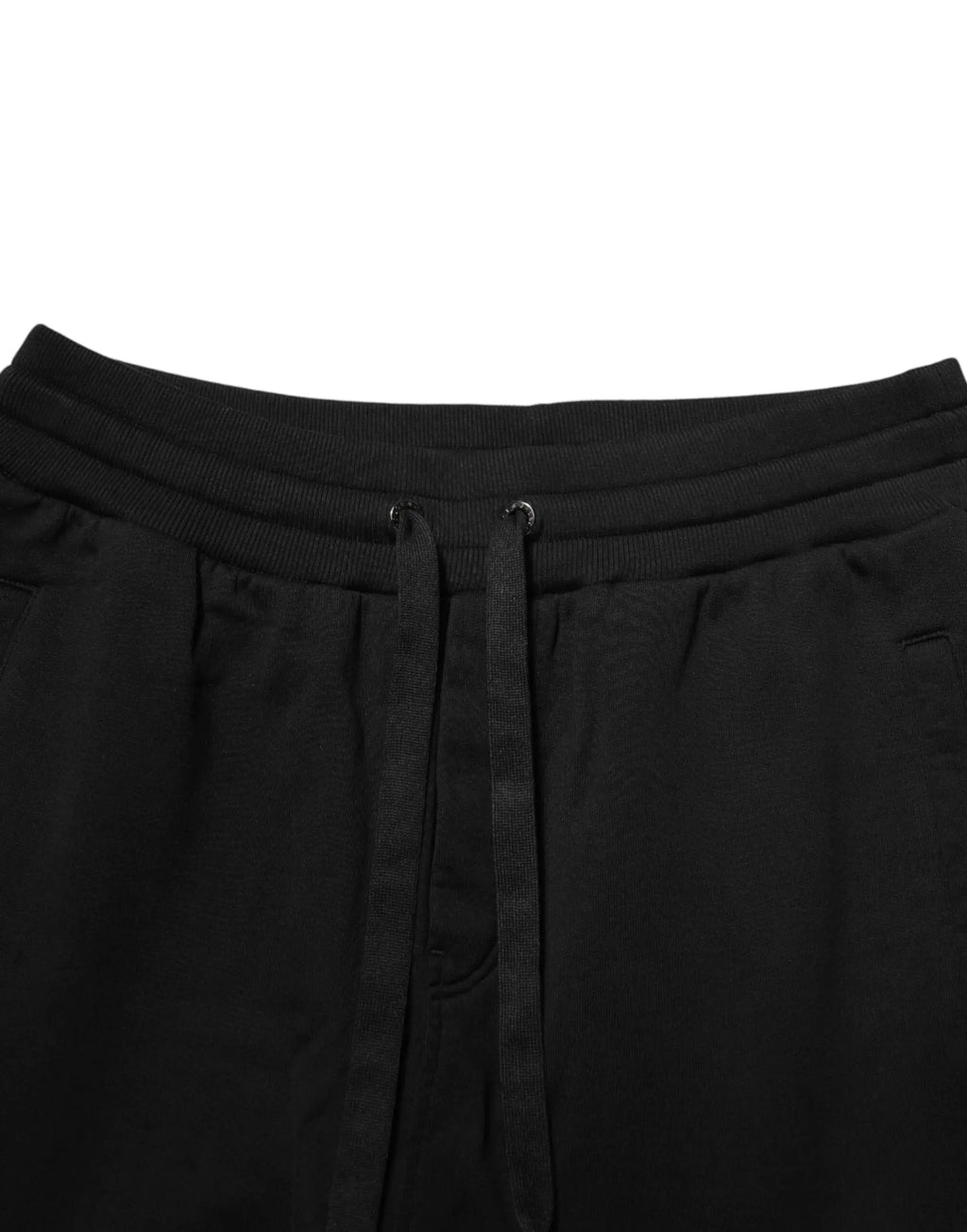 Pantalon de jogging noir dolce & gabbana en coton avec taille élastique côtelée et liens assortis
