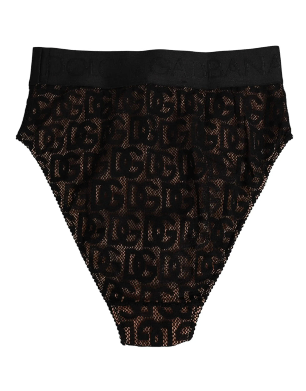 Culotte taille haute noire en dentelle dolce & gabbana avec logo dg répété en motif stylisé