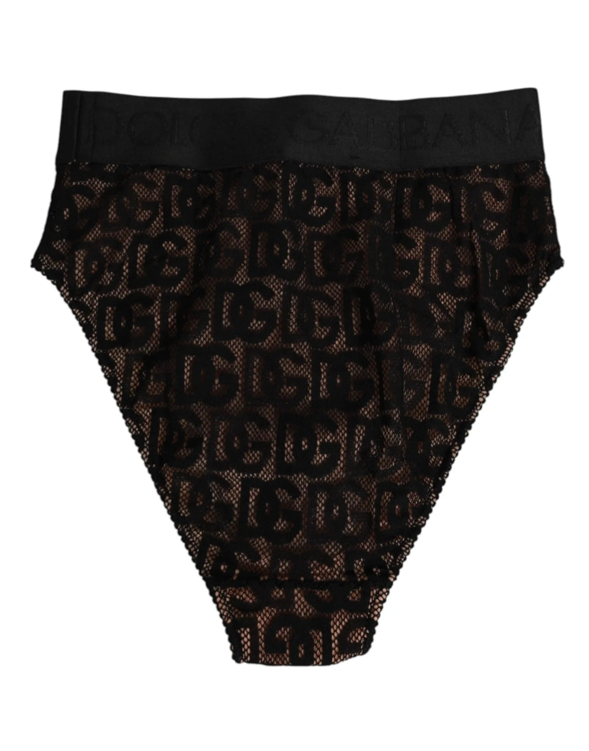Culotte taille haute noire en dentelle dolce & gabbana avec logo dg répété en motif stylisé