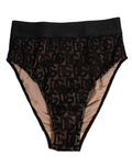 Culotte taille haute dolce gabbana en dentelle noire avec motif monogramme dg et doublure beige