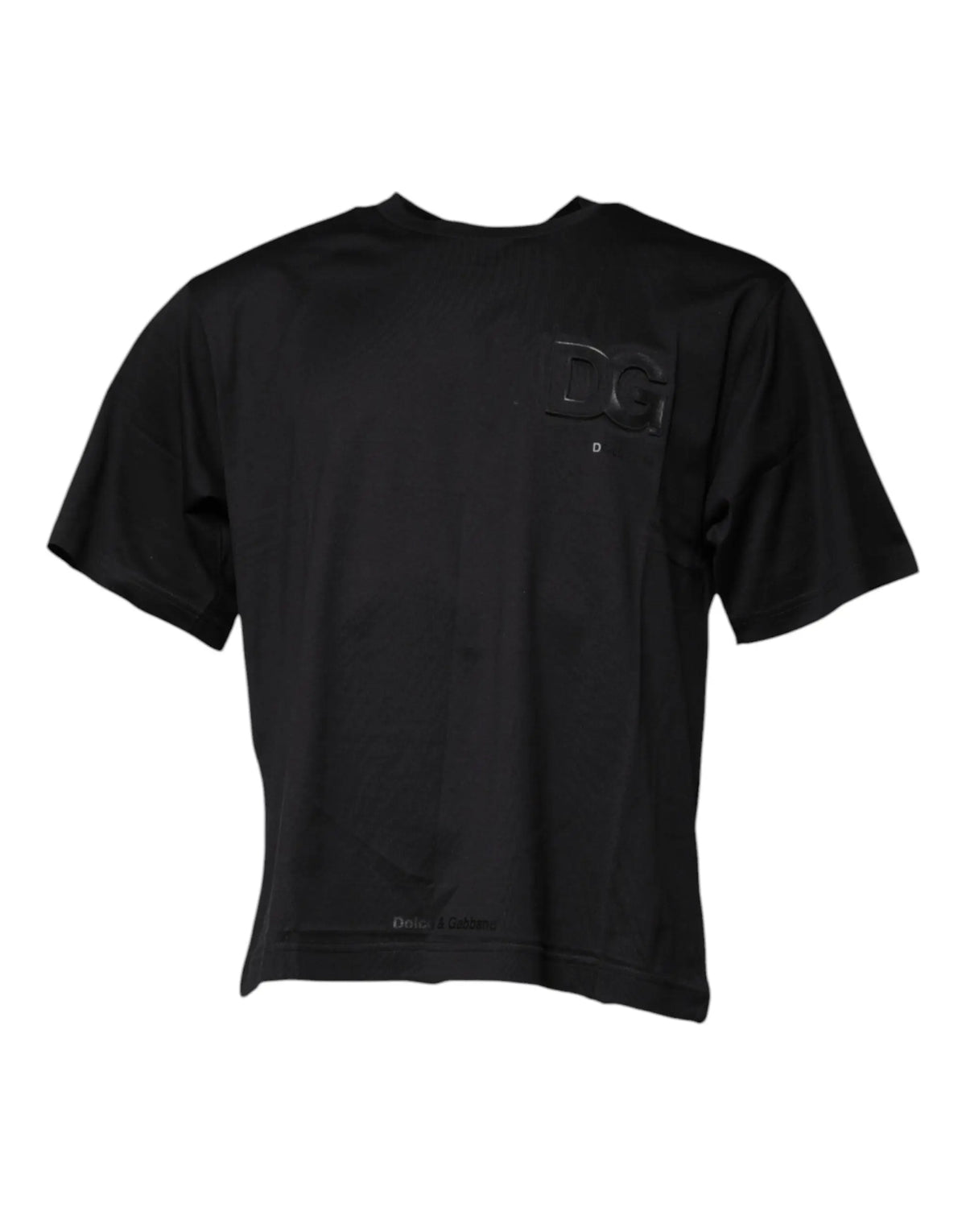 T-shirt noir dolce & gabbana en coton avec logo dg brillant imprimé sur la poitrine et col rond