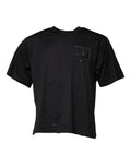 T-shirt noir dolce gabbana en coton avec logo dg brillant imprimé sur la poitrine col rond