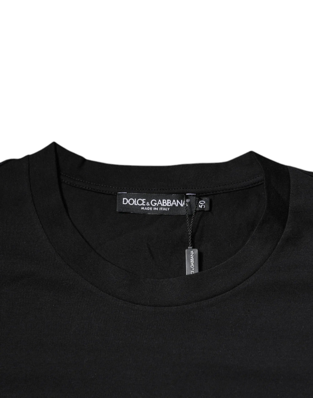 T-shirt dolce & gabbana noir en coton avec logo dg imprimé et col rond classique texturé subtil