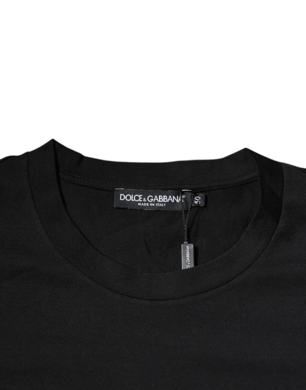 T-shirt dolce & gabbana noir en coton avec logo dg imprimé et col rond classique texturé subtil