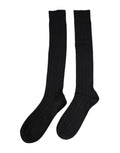 Une paire de chaussettes noires dolce & gabbana à logo dg imprimé, côtelées et montantes jusquau genou
