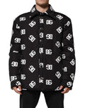 Veste coupe-vent en nylon noire dolce gabbana avec motif monogramme dg blanc matelassé sur toute la surface