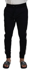 Dolce & gabbana pantalon de jogging noir homme avec bande blanche sur le côté et logo dg sur la jambe